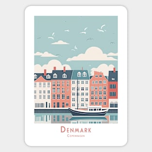 Copenhagen Denmark Retro Vintage Sunset - Minimalist Seaside Art Sticker